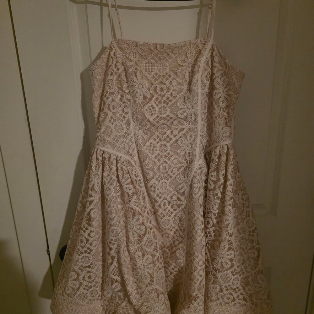 Anthropologie Cream Lace Spaghetti Strap Mini Dress Size 8 NWT